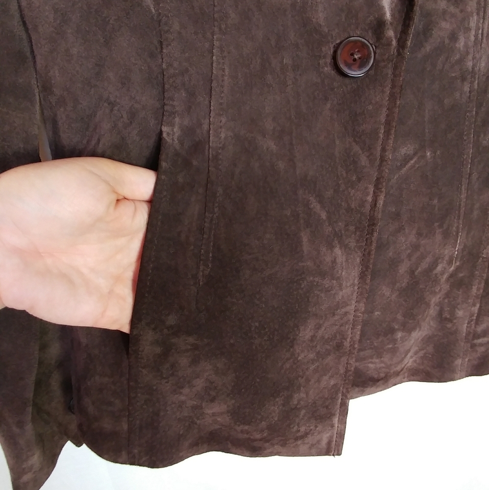 Alfani Chocolate Brown Suede Leather Jacket Size S - Picture 4 of 7